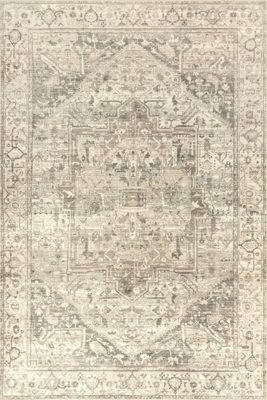 Atrium Medallion Washable Rug – Grey