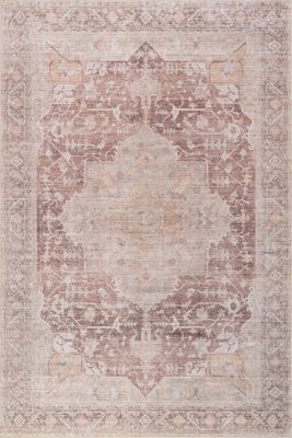 Ava Vintage Persian Spill Proof Washable Rug – Pale Pink