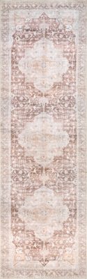 Ava Vintage Persian Washable Rug – Pale Pink