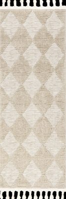 Aylin Diamond Tasseled Rug – Beige
