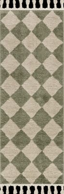Aylin Diamond Tasseled Rug – Green
