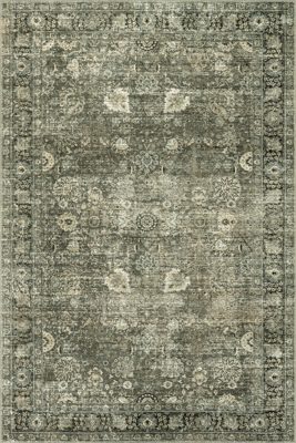 Bayberry Spill Proof Vintage Washable Rug – Green Grey