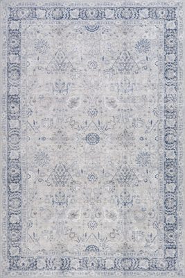 Bayberry Spill Proof Vintage Washable Rug – Light Blue