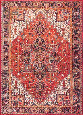 Blossom Emblem Indoor/Outdoor Rug – Dark Orange
