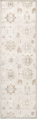 Brenda Hazy Heraldry Washable Rug – Beige