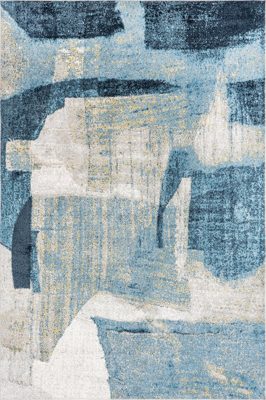 Cecila Washable Abstract Rug – Blue