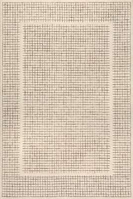 Chessie Checked Wool Rug – Ivory