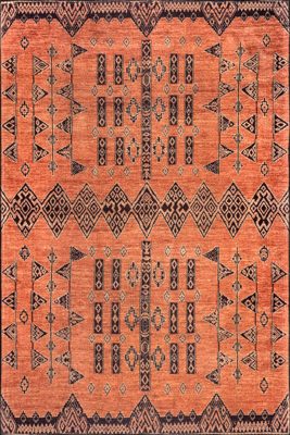 Christine Washable Paneled Rug – Rust