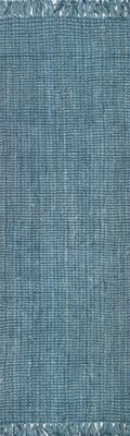 Chunky Jute Tasseled Rug – Blue