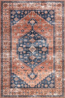 Daisy Spill Proof Washable Persian Rug – Brick