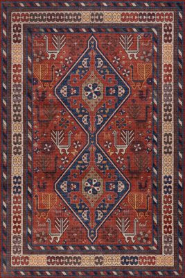 Davina Classic Spill Proof Washable Rug – Brick