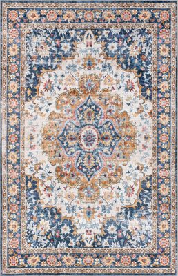 Dita Spill Proof Washable Rug – Blue Multicolor