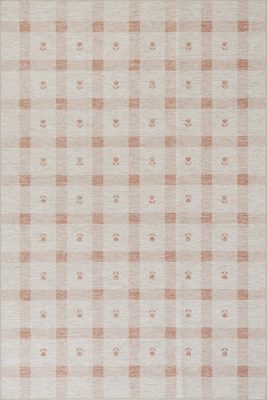 Gingham Machine Washable Rug – Blush