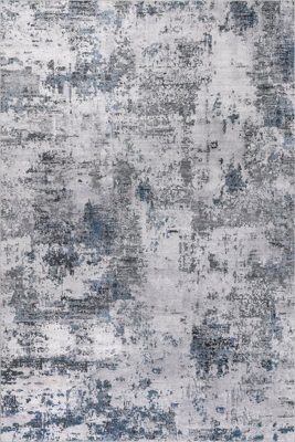 Faded Abstract Spill Proof Washable Rug – Blue Grey