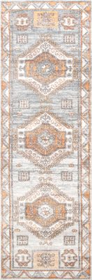 Faded Geometric Rug – Orange