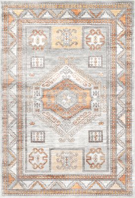 Faded Geometric Rug – Orange