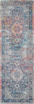 Faded Star Petal Emblem Rug – Blue