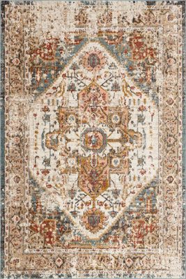 Fading Herati Medallion Rug – Beige