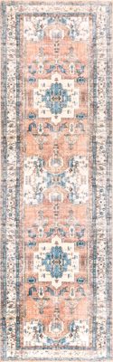 Fading Oriental Washable Rug – Light Rust