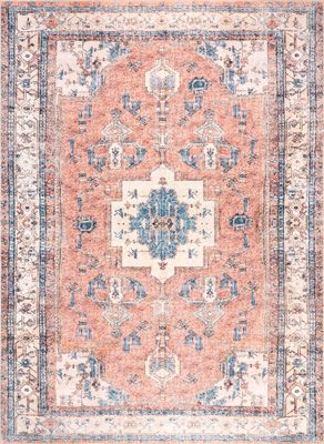 Fading Oriental Washable Rug – Light Rust