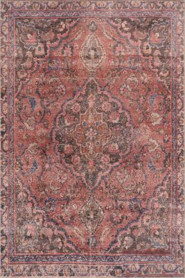 Faza Traditional Medallion Washable Rug – Red