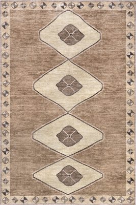 Fennel Diamond Washable Rug – Light Brown
