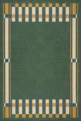 Field Stripe Mid-Century Washable Rug by Society6 – Green