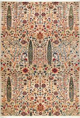 Floral Fringed Rug – Olive