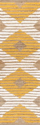 Hand Braided Denim And Jute Striped Diamonds Rug – Yellow