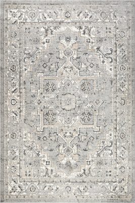 Harley Vintage Medallion Rug – Light Grey