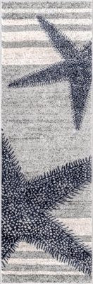 Iliana Striped Starfish Rug – Grey