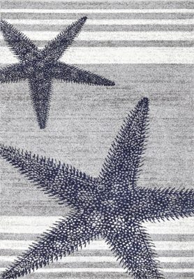 Iliana Striped Starfish Rug – Grey