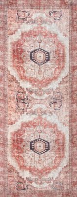 Iris Medallion Washable Rug – Blush