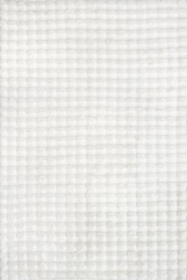 Ivana Checkered Plush Cloud Washable Rug – Off White