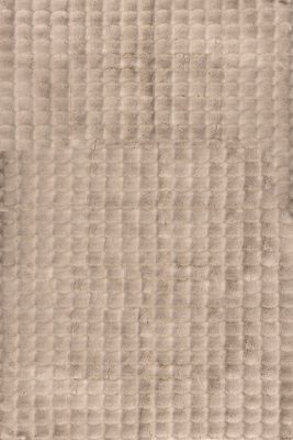 Ivana Checkered Plush Cloud Washable Rug – Taupe