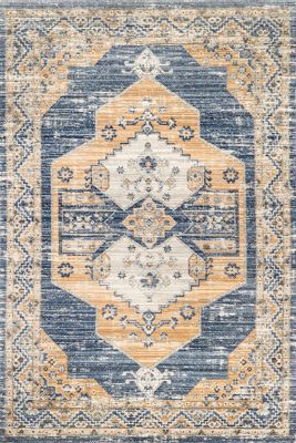 Jaycie Medallion Washable Indoor/Outdoor Rug – Blue