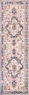 Jewel Medallion Washable Rug – Light Pink