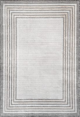 Junie Washable Bordered Rug – Grey