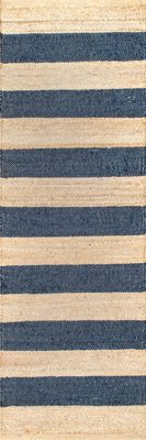 Jute And Denim Even Stripes Rug – Denim