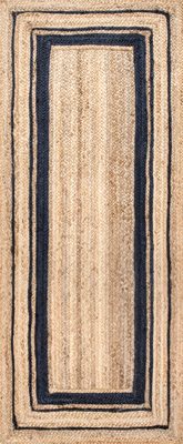 Jute Braided Saturn Border Rug – Navy