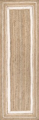 Jute Braided Saturn Border Rug – Off White