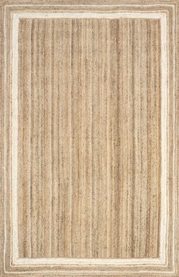 Jute Braided Saturn Border Rug – Off White