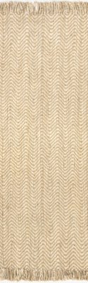 Jute Wavy Chevron With Tassel Rug – Natural