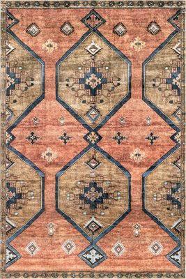Katana Collage Washable Rug – Rust