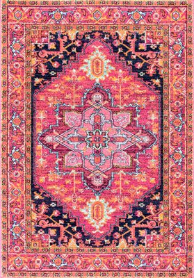 Katrina Blooming Rosette Rug – Hot Pink