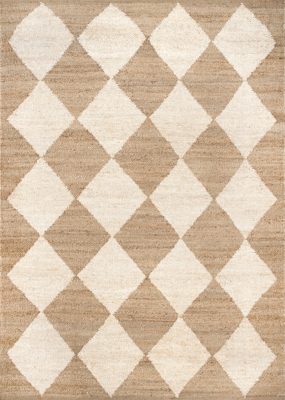 Louie Diamond Checkerboard Jute Rug – Natural
