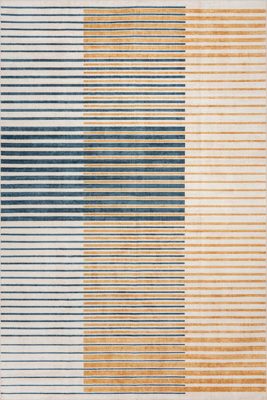 Mauzi Modern Striped Washable Rug – Golden