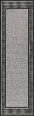 Monochrome Bordered Indoor/Outdoor Rug – Grey