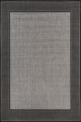 Monochrome Bordered Indoor/Outdoor Rug – Grey