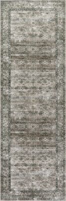 Myrtle Spill Proof Washable Vintage Rug – Sage Green